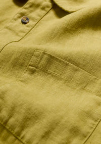 Seasalt Men's Carne Short Sleeve Linen Shirt in Light Citron