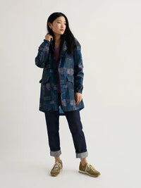 Seasalt Packable Raincoat in Inked Patchwork Maritime