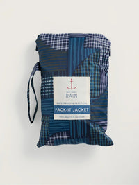 Seasalt Packable Raincoat in Inked Patchwork Maritime