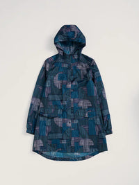 Seasalt Packable Raincoat in Inked Patchwork Maritime