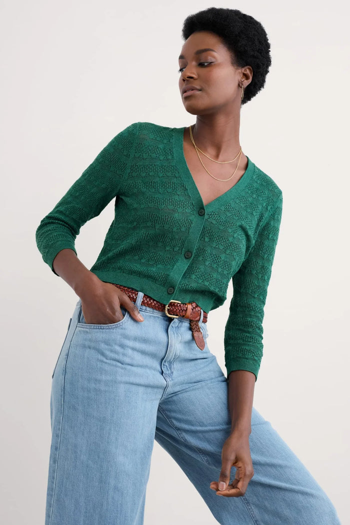 Sweet Day Cardigan in Pine Shoots