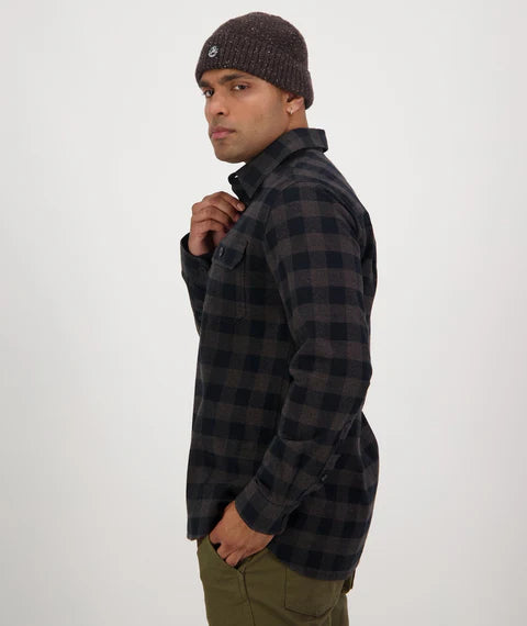 Swanndri Taranaki Tailor LS Shirt in Black / Charcoal