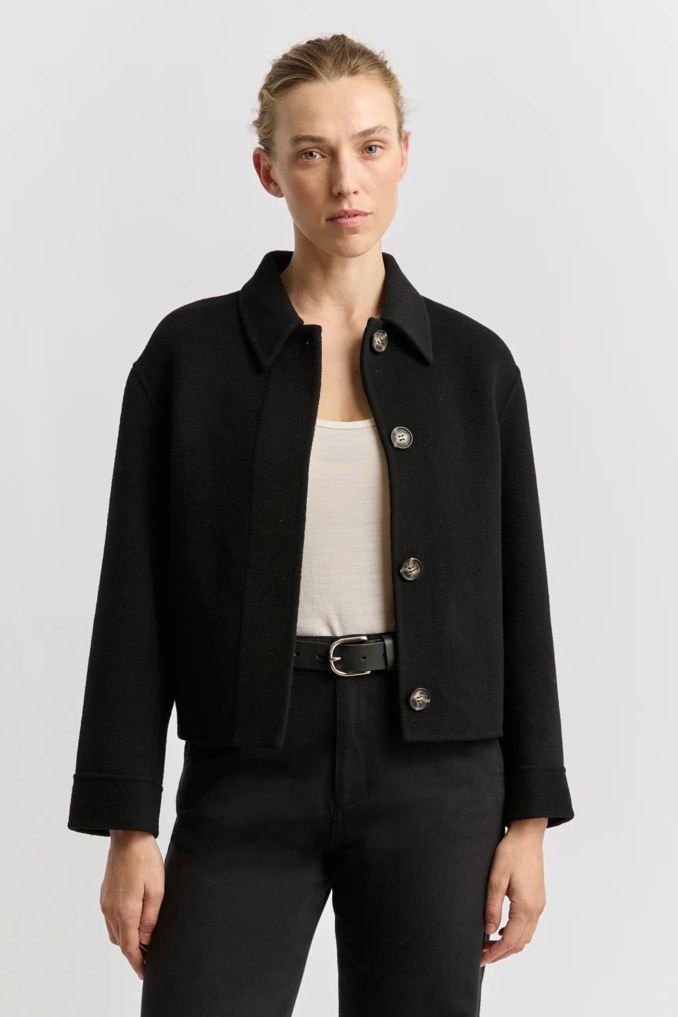Toorallie Button Front Wool Jacket - Black