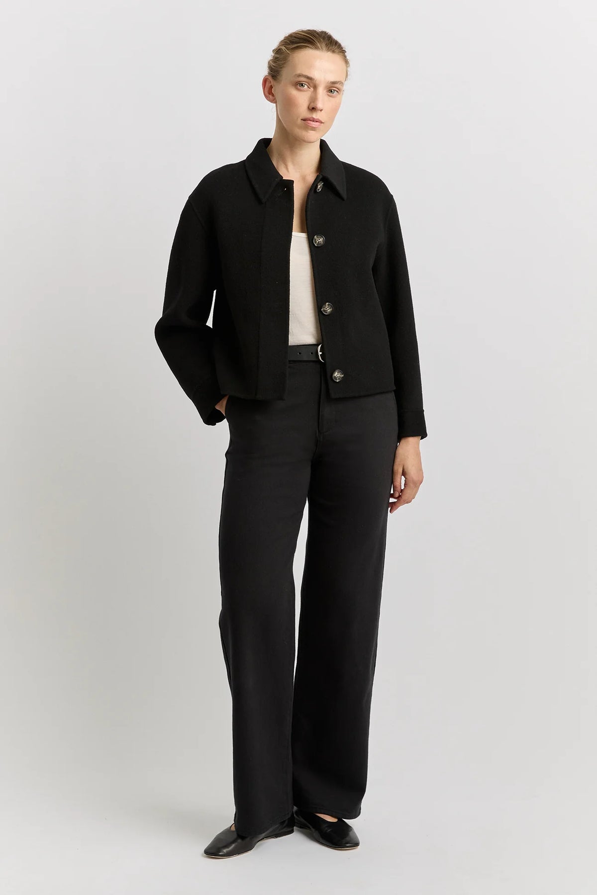 Toorallie Button Front Wool Jacket - Black