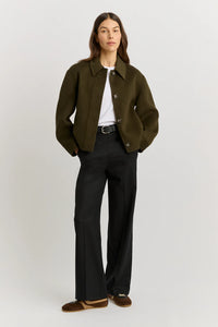 Toorallie Button Front Wool Jacket - Kale