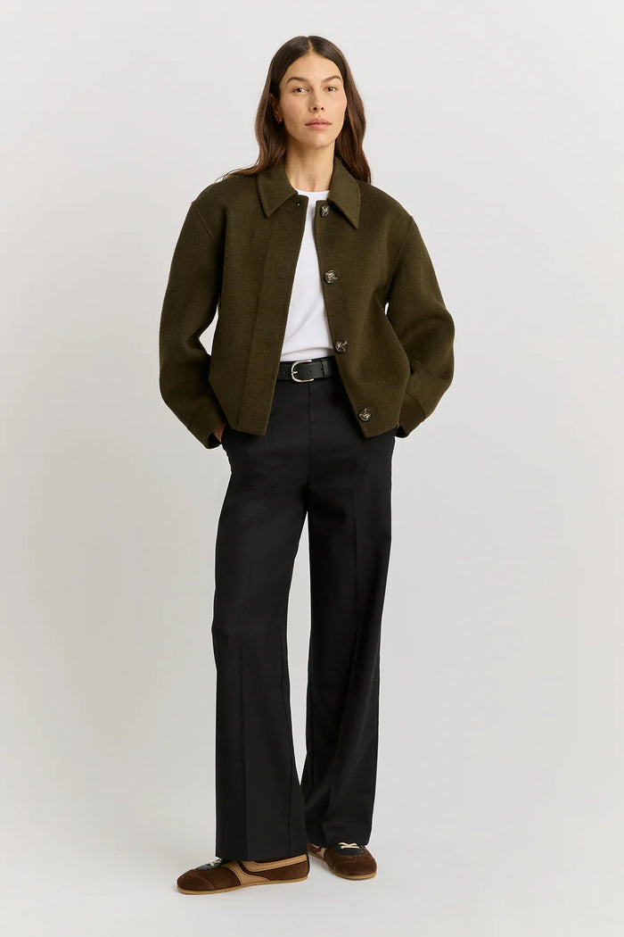 Toorallie Button Front Wool Jacket - Kale