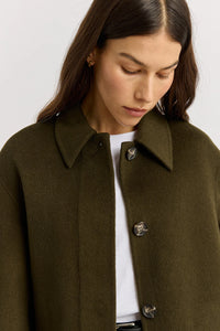 Toorallie Button Front Wool Jacket - Kale