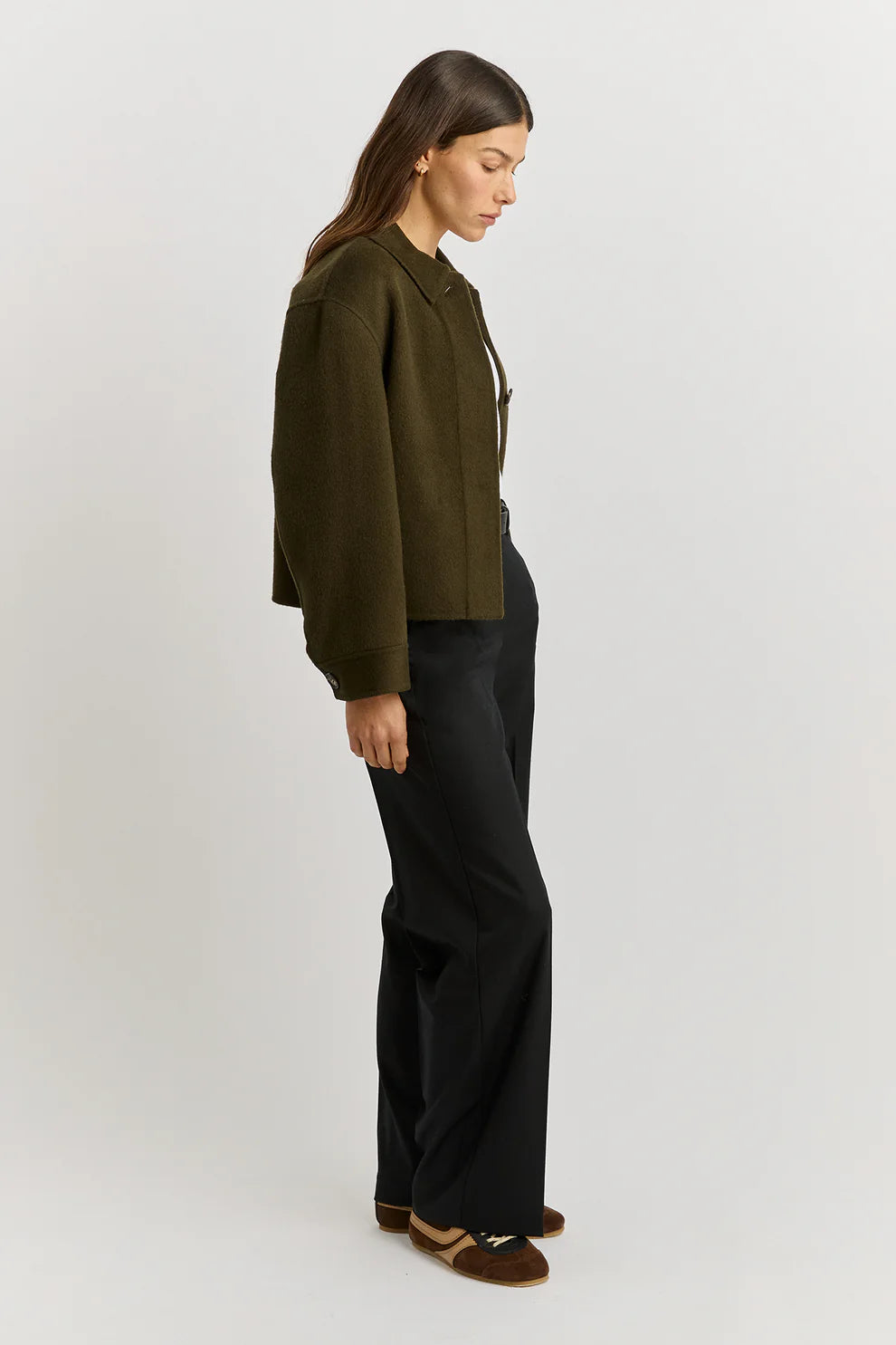 Toorallie Button Front Wool Jacket - Kale