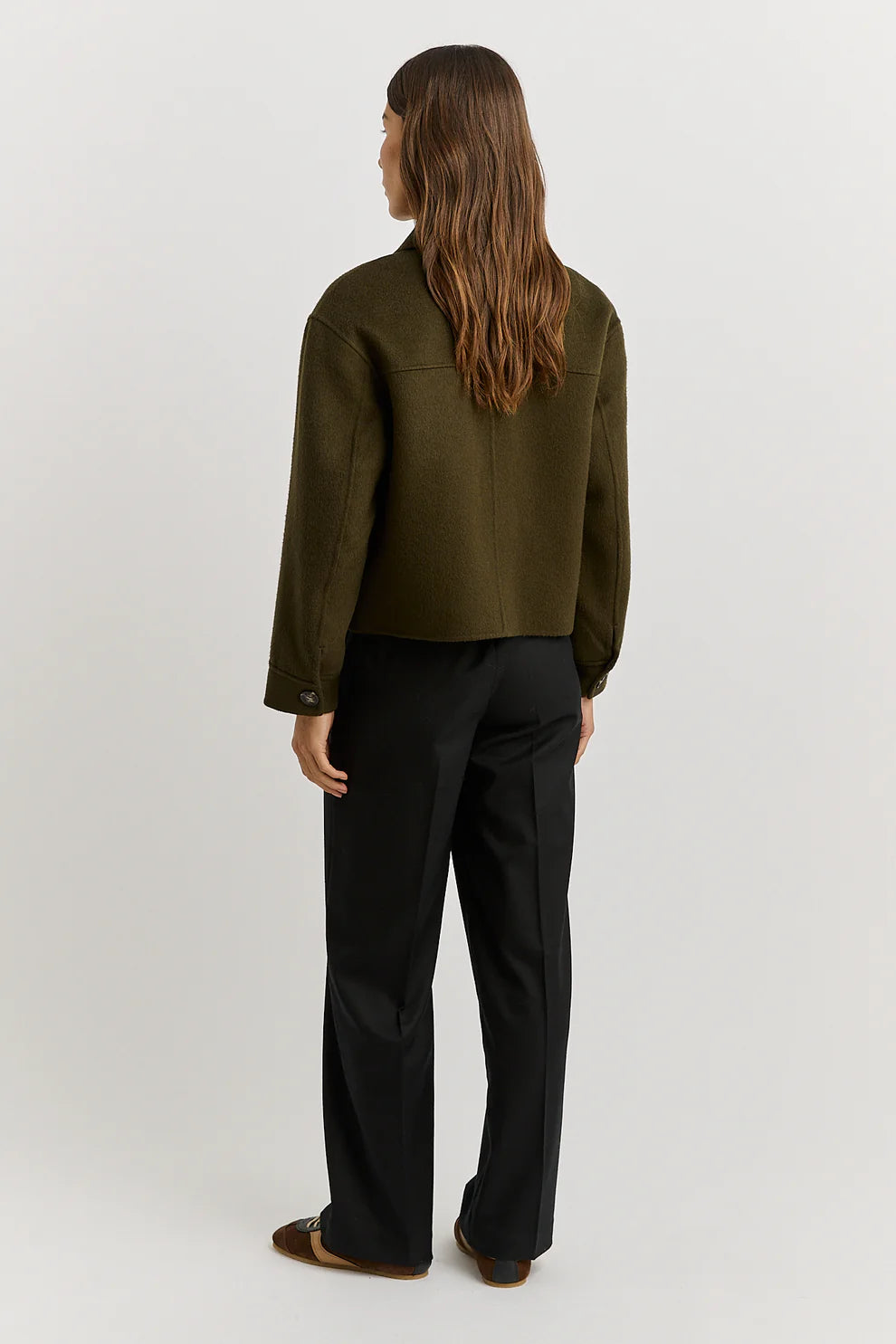 Toorallie Button Front Wool Jacket - Kale