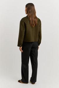 Toorallie Button Front Wool Jacket - Kale