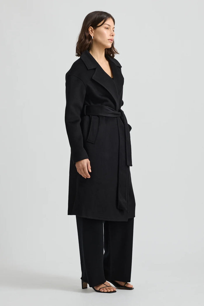Toorallie Wrap Wool Coat Black