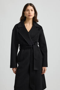 Toorallie Wrap Wool Coat Black