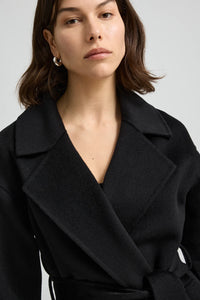 Toorallie Wrap Wool Coat Black