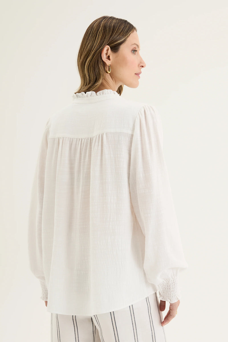 Yarra Trail Ricamo Top in Ecru