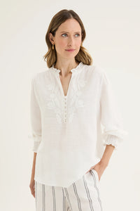 Yarra Trail Ricamo Top in Ecru