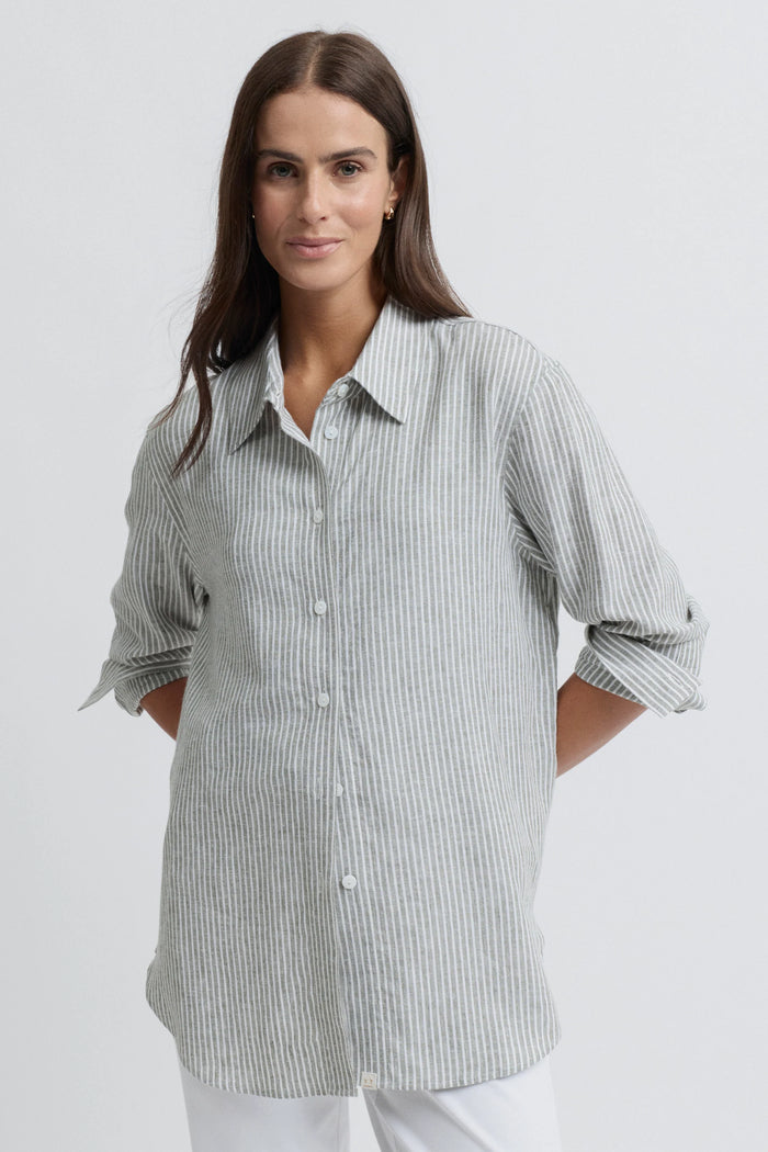 Yarra Trail Mornington Shirt in Moss/White