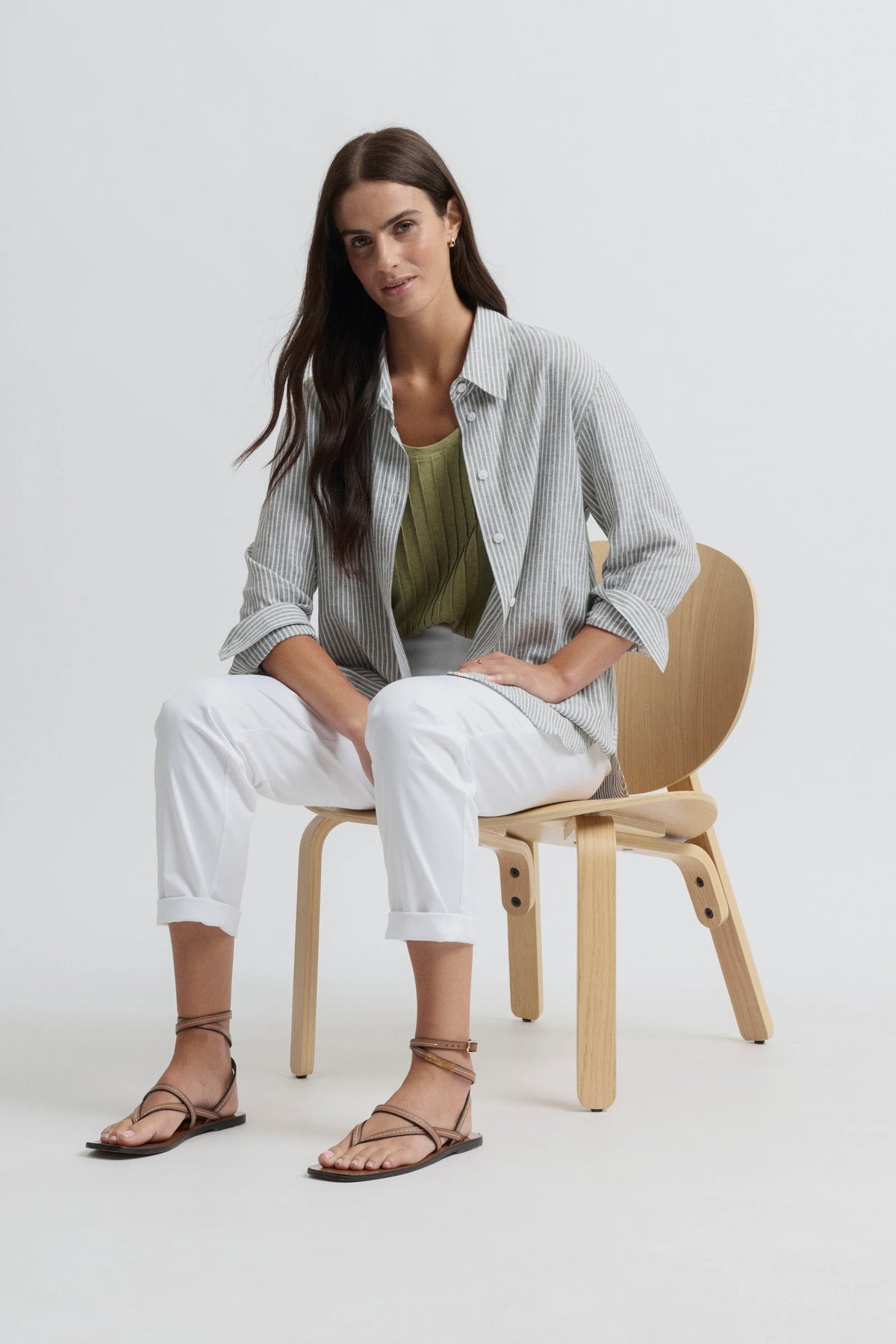 Yarra Trail Mornington Shirt in Moss/White
