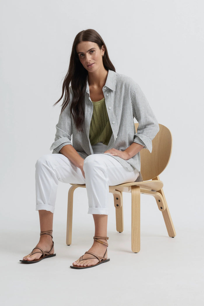 Yarra Trail Mornington Shirt in Moss/White