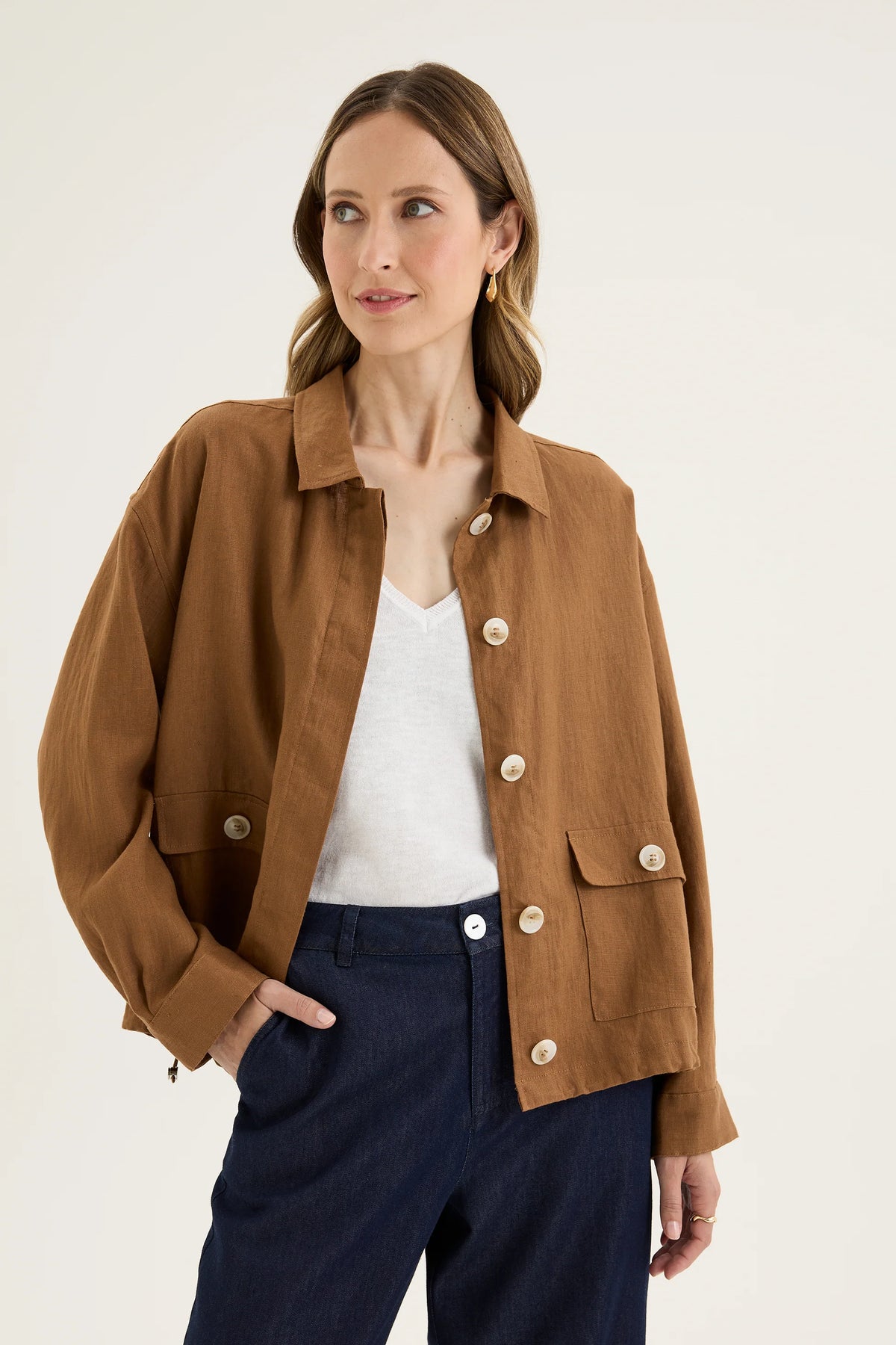 Yarra Trail Tirari Bomber Jacket in Nutmeg