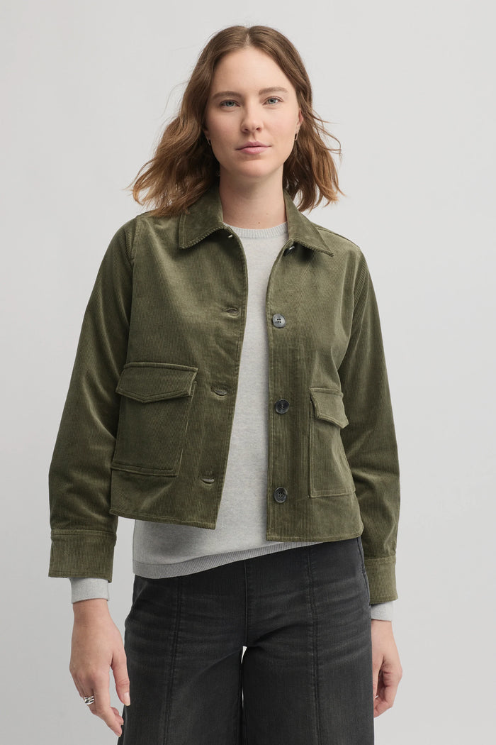 Yarra Trail Wood Shacket in Loden