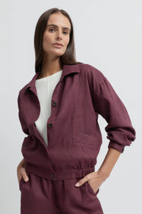 Yarra Trail Tirari Tab Bomber Jacket in Raisin 6330
