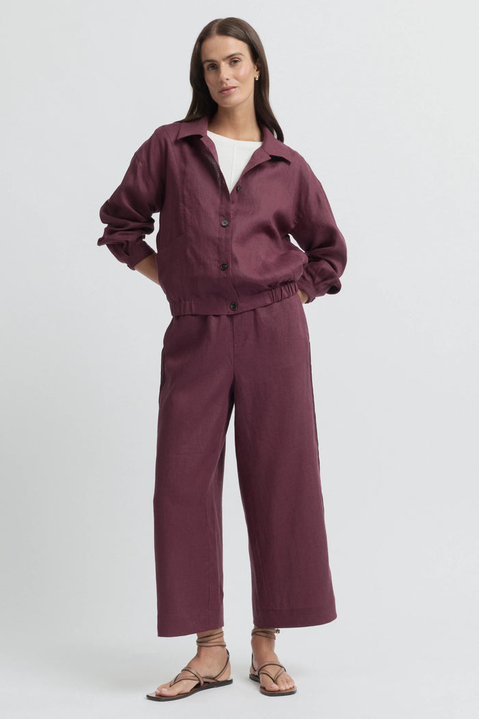 Yarra Trail Tirari Tab Bomber Jacket in Raisin 6330