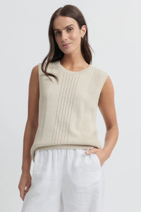 Yarra Trail Symmetry Sleeveless Knit Tank in Cashew