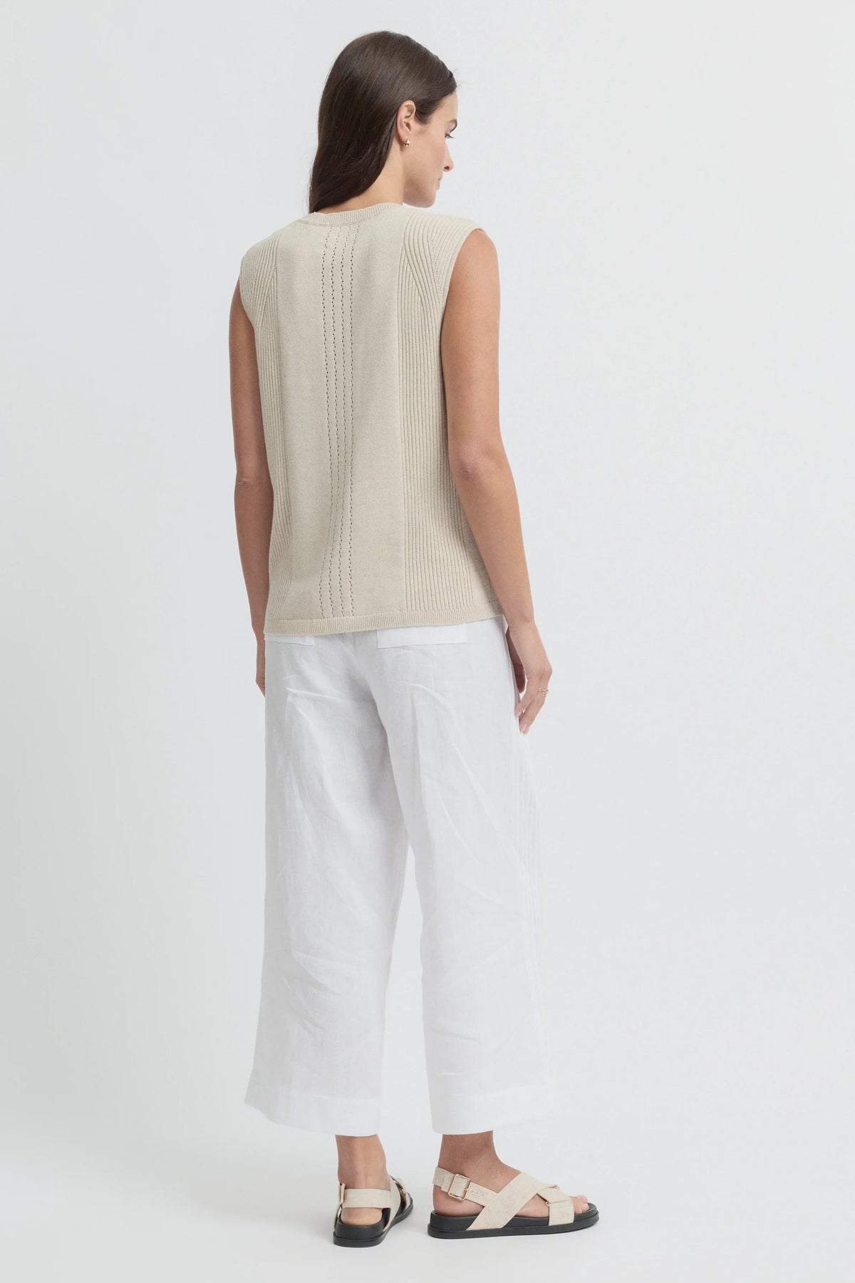 Yarra Trail Symmetry Sleeveless Knit Tank in Cashew