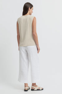 Yarra Trail Symmetry Sleeveless Knit Tank in Cashew