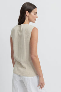 Yarra Trail Symmetry Sleeveless Knit Tank in Cashew