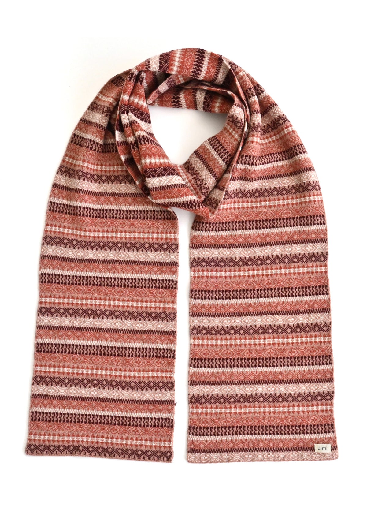 Uimi Astrid Micro Fair Isle Scarf in Blush