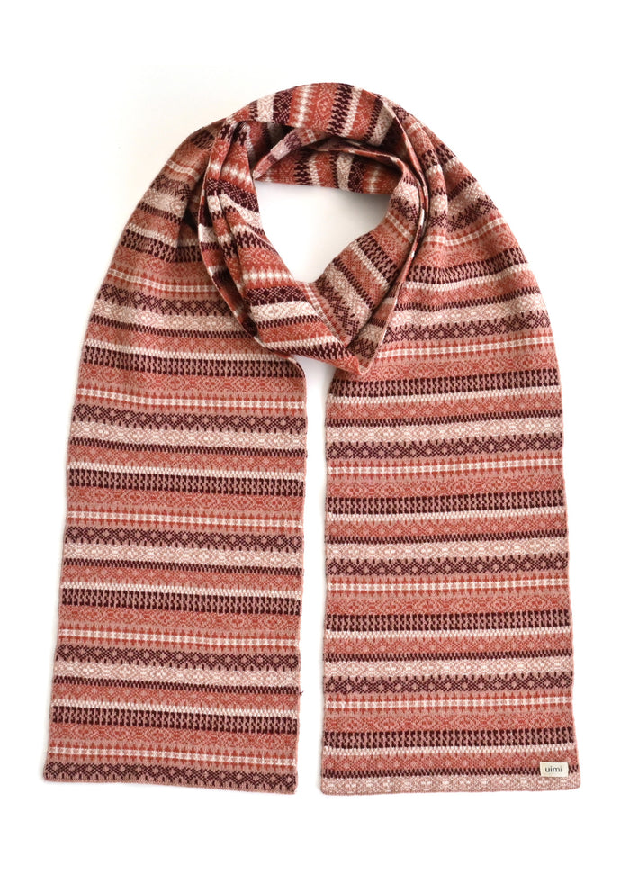 Uimi Astrid Micro Fair Isle Scarf in Blush