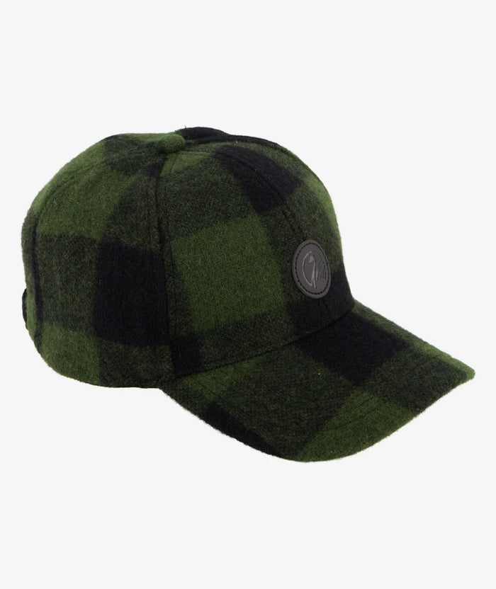 The Swanni Wool Baseball Cap in Olive/Black Check