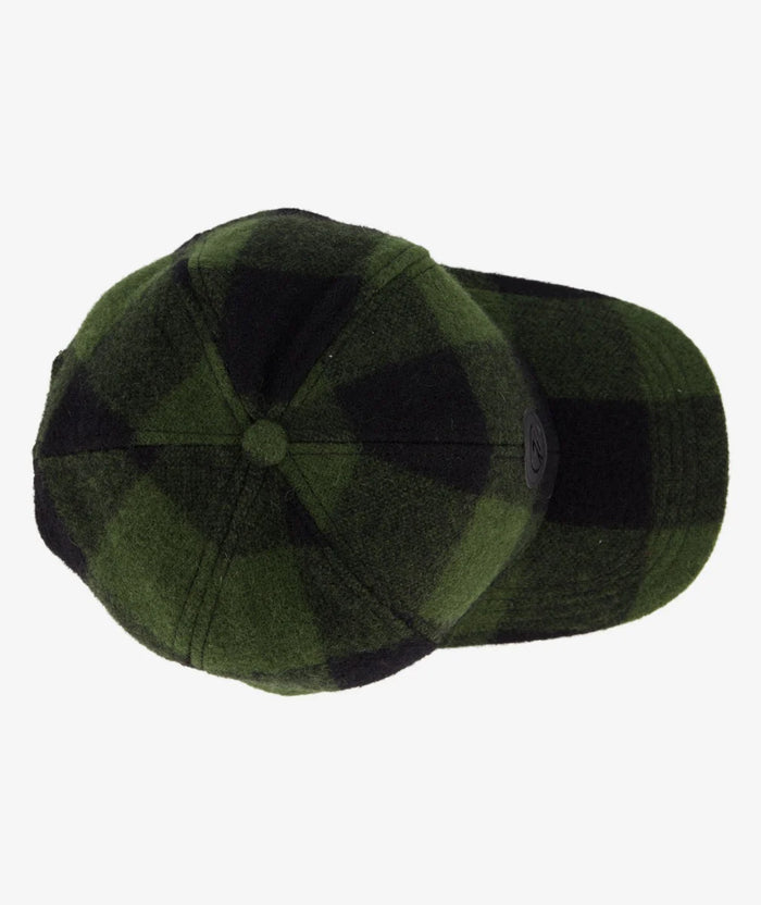 The Swanni Wool Baseball Cap in Olive/Black Check