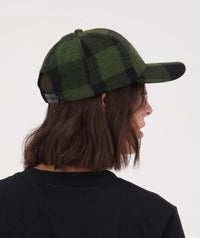 The Swanni Wool Baseball Cap in Olive/Black Check
