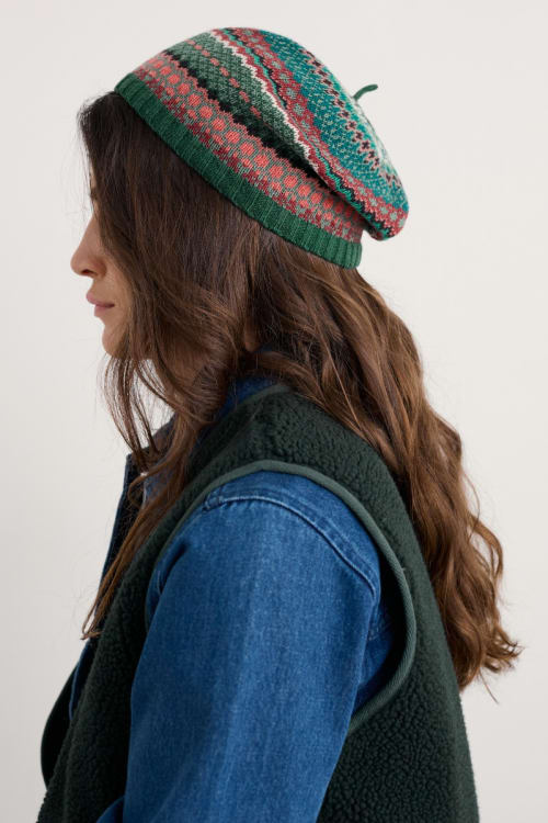Seasalt Bramble Jelly Beret in Weaving Needle Dark Forage