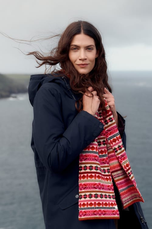 Seasalt Bright Line Fair Isle Scarf in Scillia Aran Multi