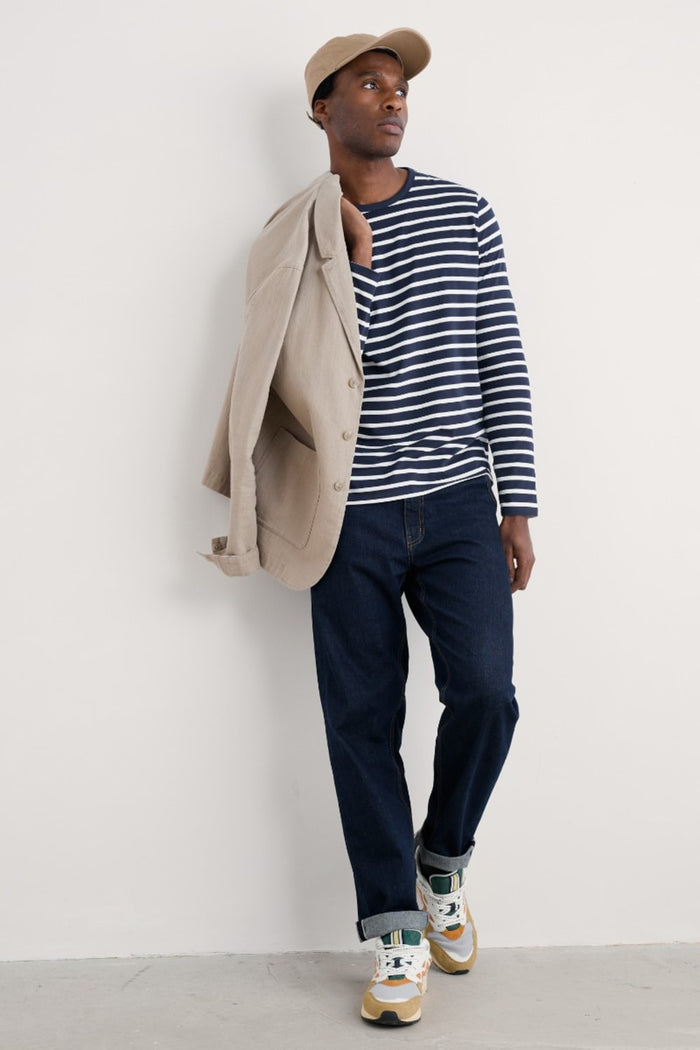 Seasalt Men's Sailor Shirt in Breton Maritime Chalk
