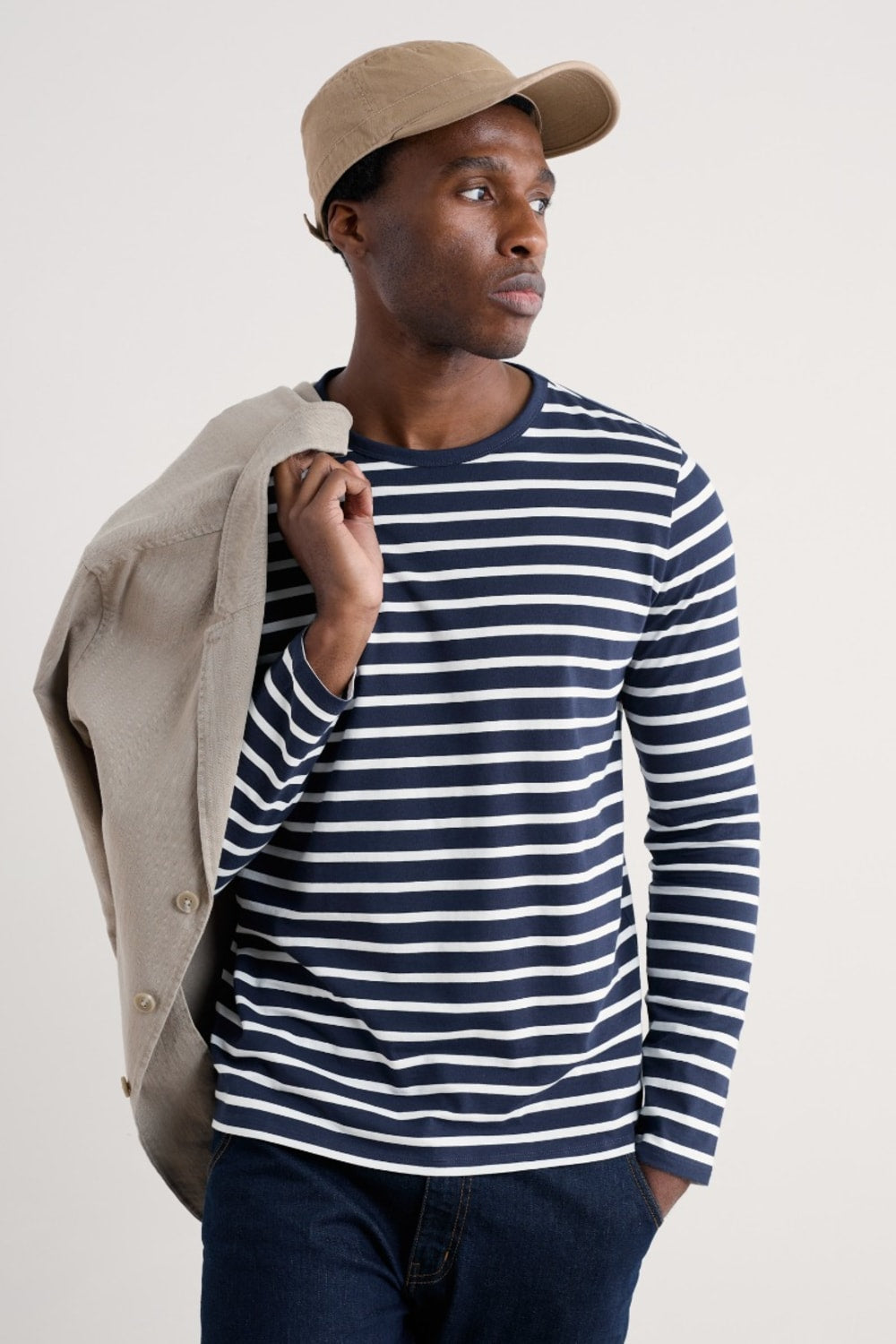 Seasalt Men's Sailor Shirt in Breton Maritime Chalk