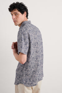 Seasalt Men's Blue Heron Short Sleeve Shirt Marine Patchwork Maritime