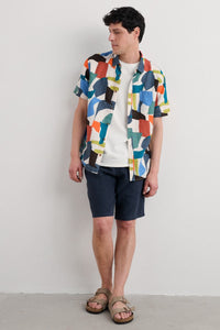 Seasalt Men's Men's Blue Heron Short Sleeve Shirt Torn Shapes Mix