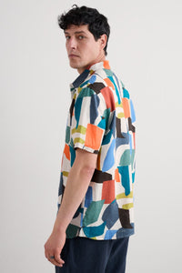 Seasalt Men's Men's Blue Heron Short Sleeve Shirt Torn Shapes Mix