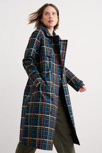 Penweathers Waterproof Trench Coat in Sketched Check Maritime