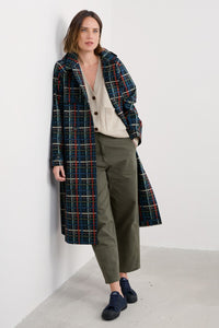 Penweathers Waterproof Trench Coat in Sketched Check Maritime