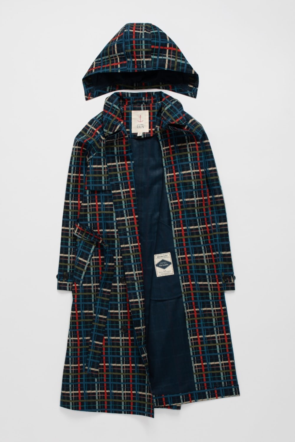 Penweathers Waterproof Trench Coat in Sketched Check Maritime