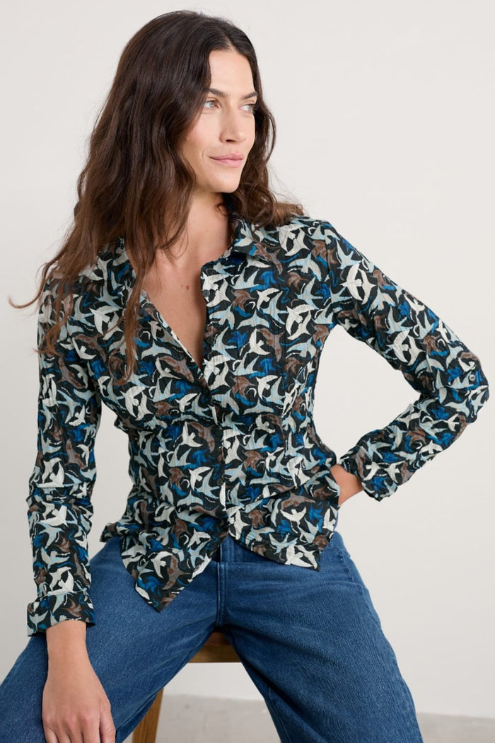 Seasalt Larissa Shirt in Swooping Birds Onyx