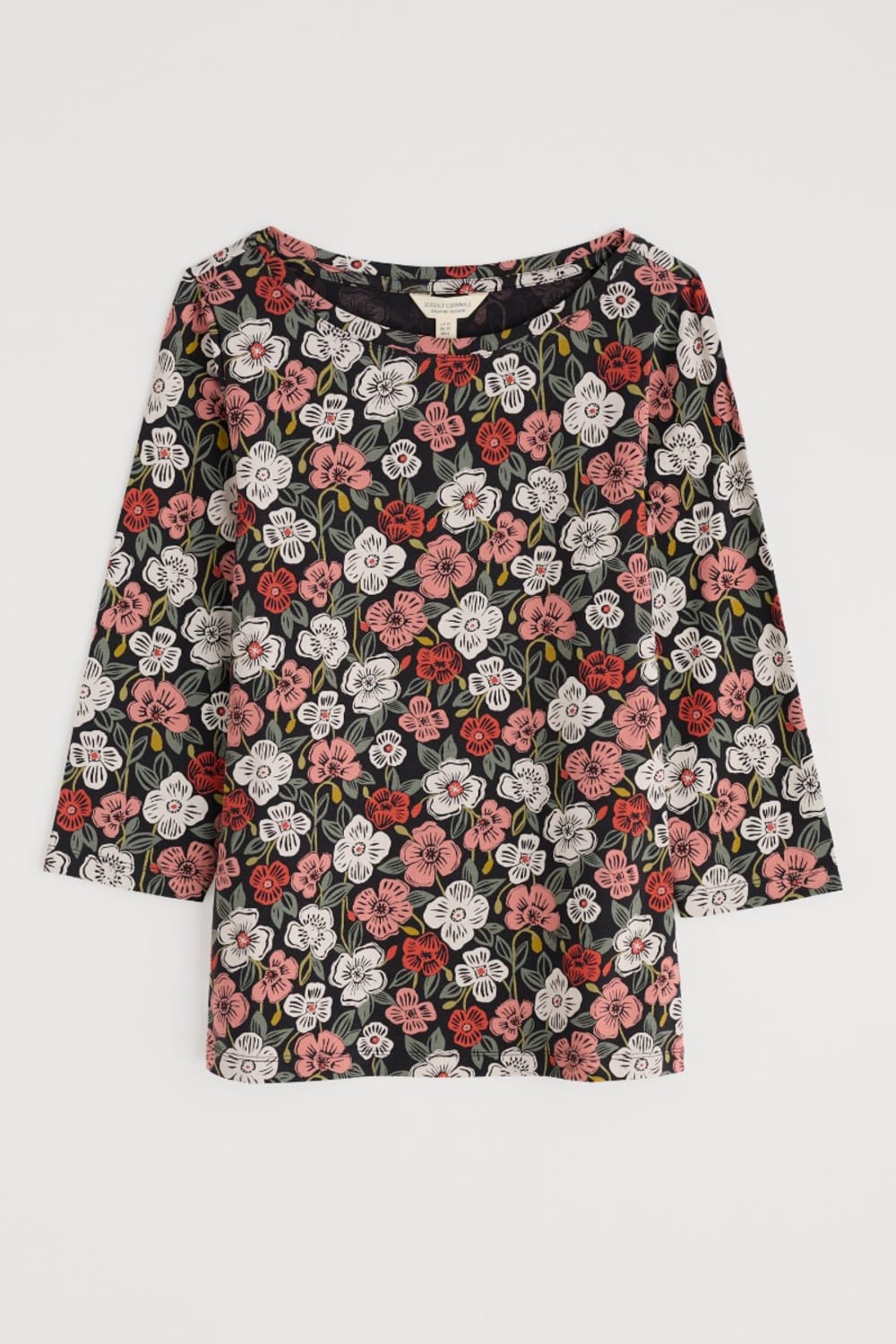 Seasalt Easel 3/4 Sleeve Top in Floral Tumble Onyx