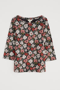Seasalt Easel 3/4 Sleeve Top in Floral Tumble Onyx
