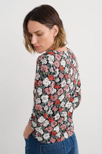 Seasalt Easel 3/4 Sleeve Top in Floral Tumble Onyx
