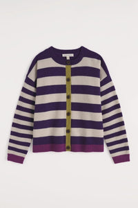 Seasalt Pinwell Striped Cardigan in Bright Shape Dark Violet Mix